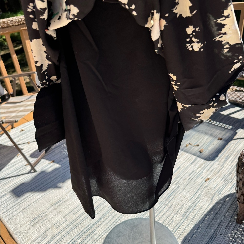 Joie Black/White Floral Mini Summer Ruffle Dress Spaghetti Strap Plus Size 4X - Picture 10 of 14